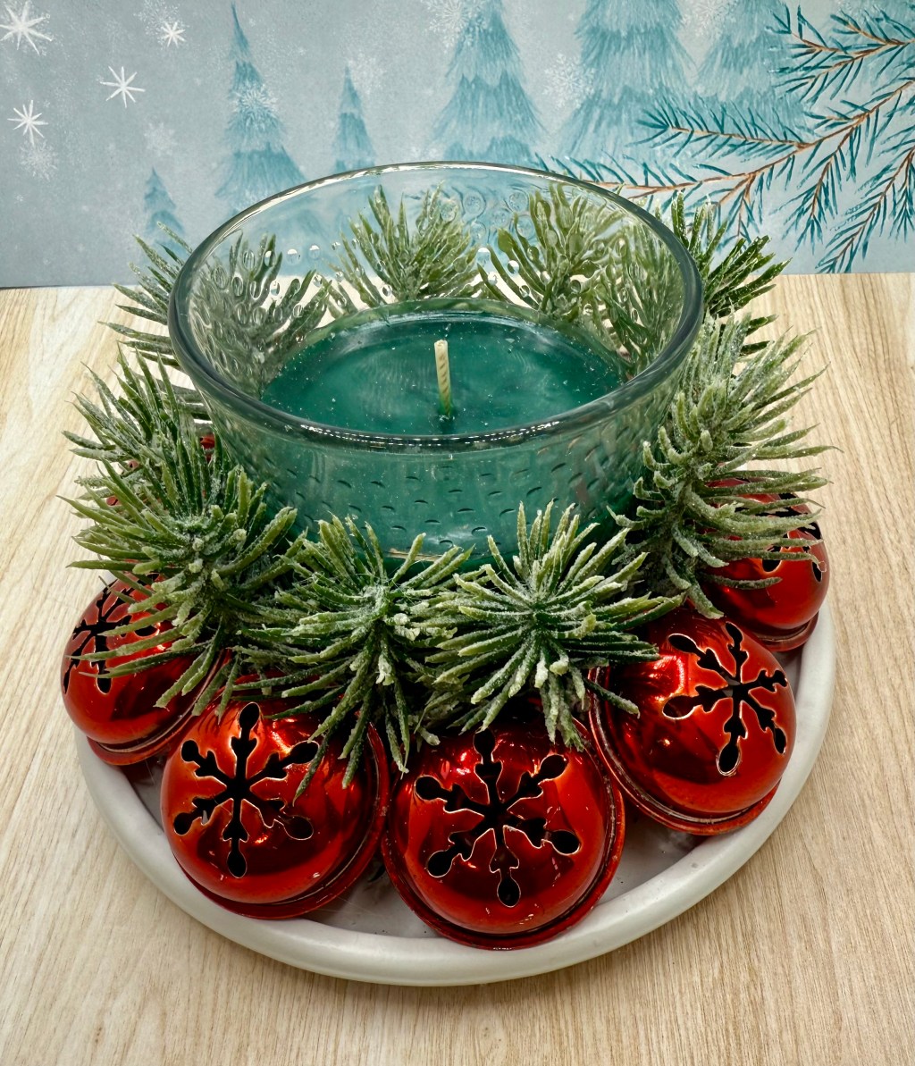 DIY Festive Candle Holder with Bells and Pine: A Handmade Christmas&nbsp;Gift